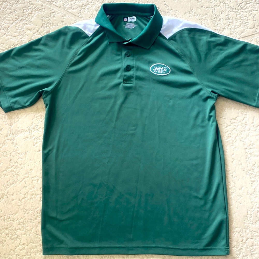 New York Jets Green White Polo size large